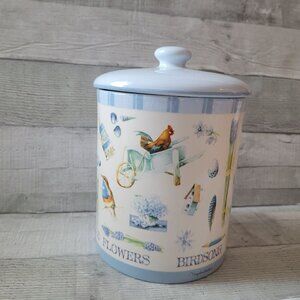 Butterfly Floral Ceramic Storage Jar Canister Lidded Nature Marjolein Bostin
